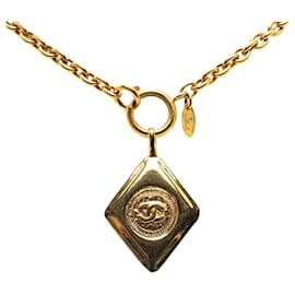 Chanel-Collar con colgante con marco de diamantes Chanel CC Collar de metal en buen estado-Otro
