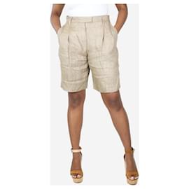 Brunello Cucinelli-Neutral linen sparkly shorts - size UK 12-Other