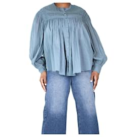Isabel Marant Etoile-Stone blue cotton smocked blouse - size UK 12-Blue