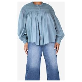 Isabel Marant Etoile-Stone blue cotton smocked blouse - size UK 12-Blue