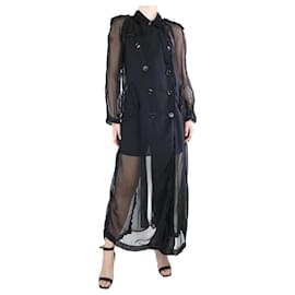 Comme Des Garcons-Black double-breasted sheer trench coat - size L-Black