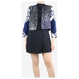 Dries Van Noten-Blue embroidered patterned cotton jacket - size UK 10-Blue