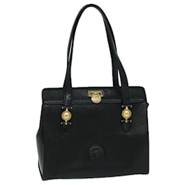 Versace-VERSACE Shoulder Bag Leather Black Auth bs12838-Black
