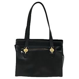 Versace-VERSACE Shoulder Bag Leather Black Auth bs12838-Black