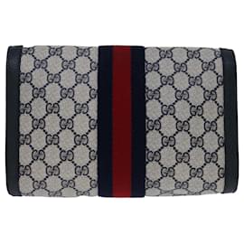 Gucci-GUCCI GG Supreme Sherry Line Clutch Bag PVC Navy Red 89 01 006 auth 68981-Red,Navy blue