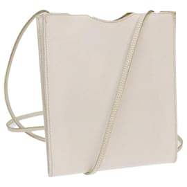 Hermès-HERMES Onimetu Shoulder Bag Leather White Auth bs13159-White