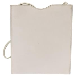 Hermès-HERMES Onimetu Shoulder Bag Leather White Auth bs13159-White