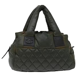 Chanel-CHANEL Cococoon Hand Bag Nylon Khaki CC Auth 69623-Khaki