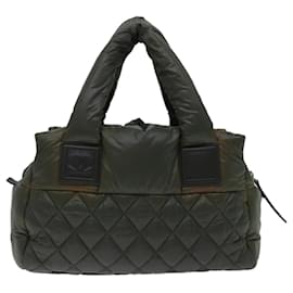 Chanel-CHANEL Cococoon Hand Bag Nylon Khaki CC Auth 69623-Khaki