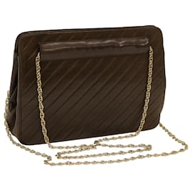 Chanel-CHANEL Chain Mademoiselle Shoulder Bag Lamb Skin Brown CC Auth bs13036-Brown