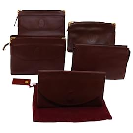 Cartier-CARTIER Handtasche Leder 5Set Bordeaux Auth ki4240-Andere