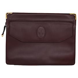 Cartier-CARTIER Clutch Bag Leather 5Set Bordeaux Auth ki4240-Other