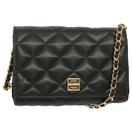 Givenchy-GIVENCHY Quilted Chain Shoulder Bag Leder Schwarz Auth am5981-Schwarz