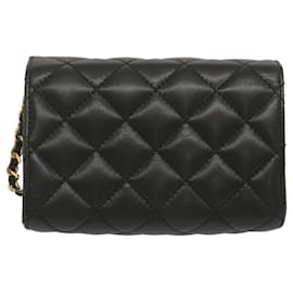 Givenchy-GIVENCHY Quilted Chain Shoulder Bag Leather Black Auth am5981-Black