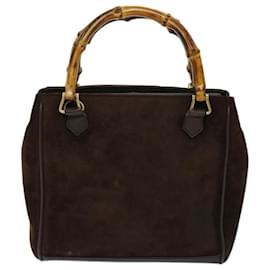 Gucci-GUCCI Bamboo Hand Bag Suede Brown 000 122 0316 Auth ep3824-Brown