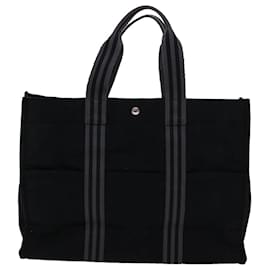 Hermès-HERMES Fourre Tout Hand Bag Canvas 2Set Black Gray Auth bs12725-Black,Grey