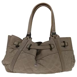 Burberry-BURBERRY Hand Bag Leather Beige Auth bs12800-Beige