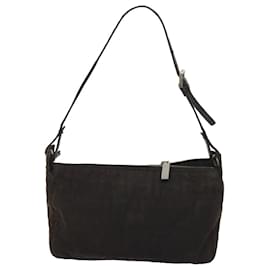 Fendi-FENDI Zucchino Canvas Hand Bag Black Auth bs12710-Black