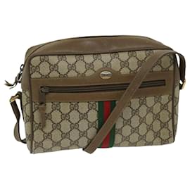 Gucci-GUCCI GG Supreme Web Sherry Line Shoulder Bag Beige Red 98 02 005 Auth ep3807-Red,Beige