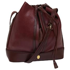Cartier-CARTIER Shoulder Bag Leather Bordeaux Auth ki4290-Other