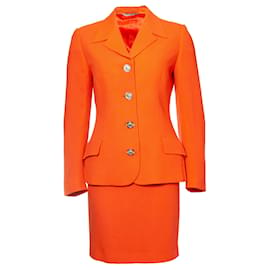 Autre Marque-Gianni Versace Couture, Orange blazer and skirt-Orange