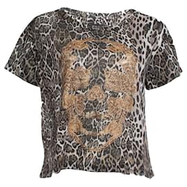 Philipp Plein-Philipp Plein, T-Shirt mit Leoparden-Print-Braun,Mehrfarben