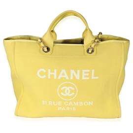 Chanel-Bolso tote Deauville mediano de fibras mixtas amarillo Chanel-Amarillo