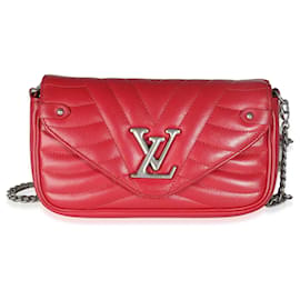 Louis Vuitton-Louis Vuitton Pochette con cadena New Wave de piel de becerro escarlata-Roja