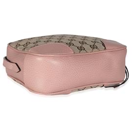 Gucci-Gucci Pink Dollar calf leather GG Canvas Mini Bree Messenger-Pink,Beige
