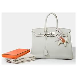 Hermès-HERMES BIRKIN BAG 35 in Gray Leather - 101806-Grey