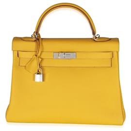 Hermès-Hermès Jaune Ambre Togo Retourne Kelly 32 PHW-Amarelo