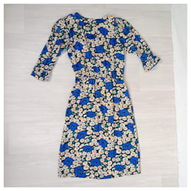 Yves Saint Laurent-Daisy dress made in silk Yves Saint Laurent vintage-Blue,Multiple colors