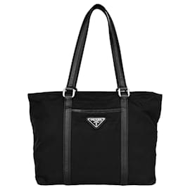 Prada-Prada Tessuto Triangle Tote Bag-Black