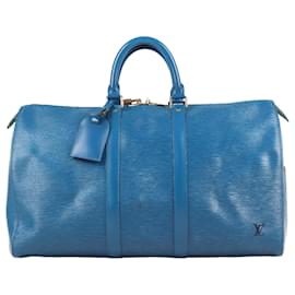 Louis Vuitton-Keepall de cuero Epi azul Toledo de Louis Vuitton 45 M42975-Azul