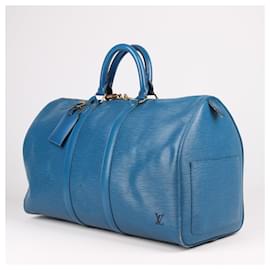 Louis Vuitton-Louis Vuitton Keepall en cuir épi bleu Toledo 45 M42975-Bleu