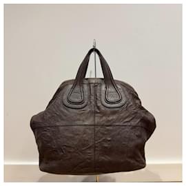 Givenchy-Givenchy Nightingale Brown Textured Leather Handbag-Brown