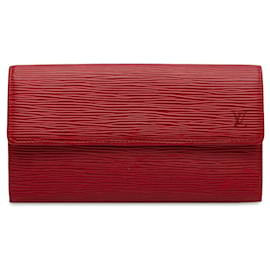 Louis Vuitton-Carteira longa Louis Vuitton Red Epi Sarah-Vermelho