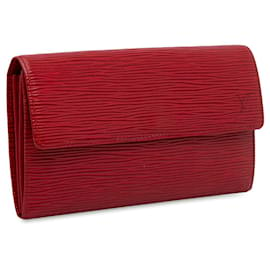 Louis Vuitton-Carteira longa Louis Vuitton Red Epi Sarah-Vermelho