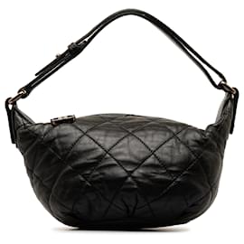 Chanel-Chanel Black Quilted Lambskin Cloudy Bundle Hobo-Black
