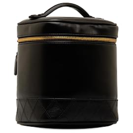 Chanel-Chanel Black Lambskin Leather Vanity Bag-Black