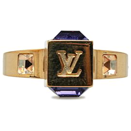 Louis Vuitton-Louis Vuitton Gold Crystal Gamble Cocktail Ring-Golden