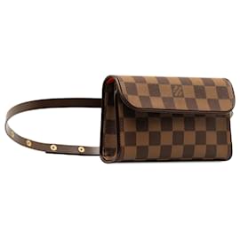 Louis Vuitton-Louis Vuitton Marrom Damier Ebene Pochette Florentino-Marrom