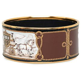 Hermès-Bracelet en émail extra large marron Hermès-Marron,Autre