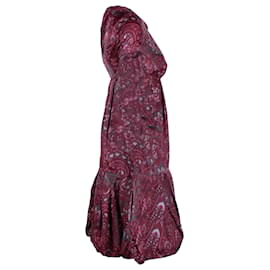 Burberry-Burberry Paisley Print FW 08 Kleid aus burgunderfarbener Seide -Rot,Bordeaux