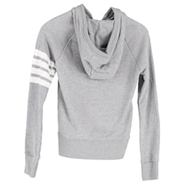 Thom Browne-Thom Browne Striped Sleeve Zip Hoodie aus grauer Baumwolle-Grau