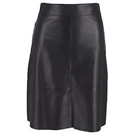 Hugo Boss-Hugo Boss Knee Length Skirt in Black Leather-Black