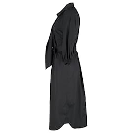 Zimmermann-Zimmermann Tie-Neck Belted Maxi Dress in Black Polyester Viscose-Black