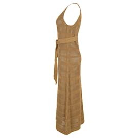 Zimmermann-Zimmermann Crocheted Belted Midi Dress in Brown Cotton-Brown