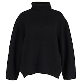 Totême-Totême Ribbed Turtleneck Sweater in Black Wool-Black