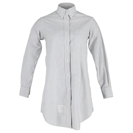 Thom Browne-Thom Browne Mini-robe rayée en coton blanc-Blanc